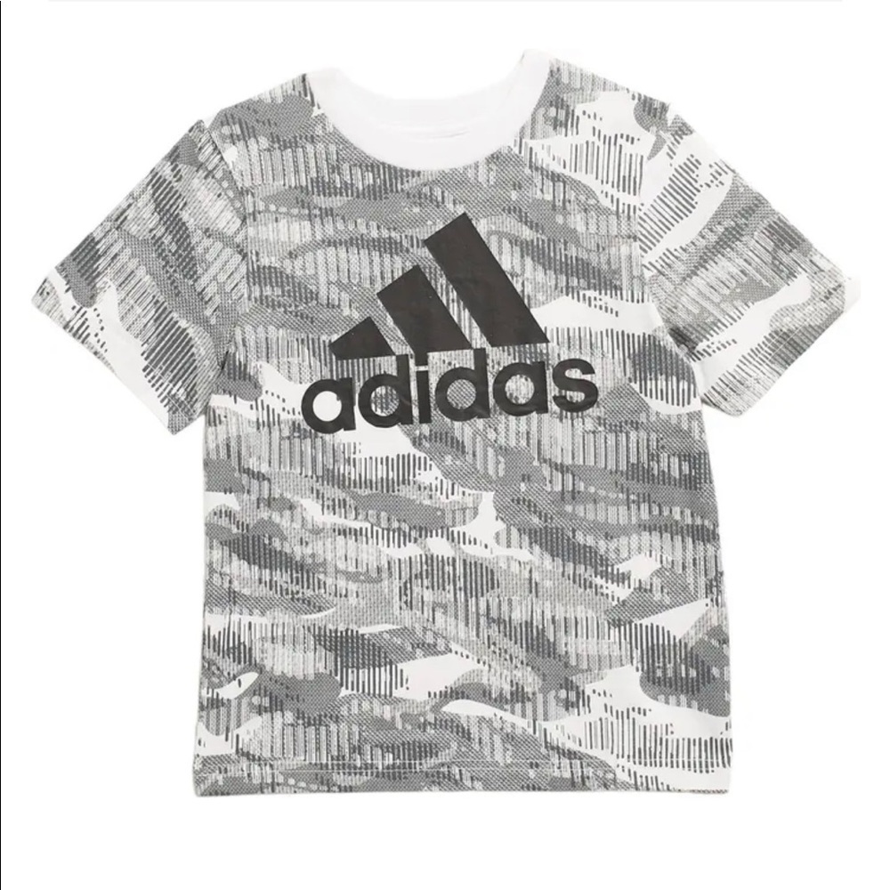 Adidas Boys White Grey Printed Camo Tee Size 3T NWT